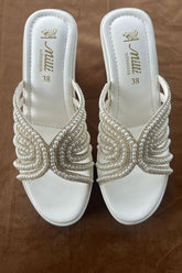 MILLI SHOES - WEDGE HEEL SLIDES - White